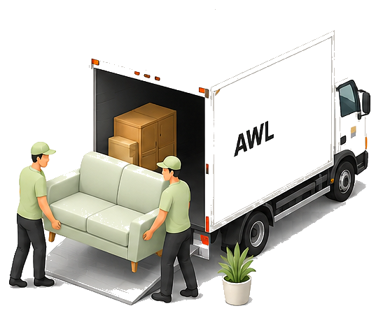 AWL-Partner beim Abtransport eines Möbelstücks